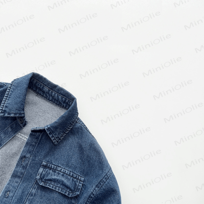 Einfarbig Denim mit Revers für Kleinkind - image 3