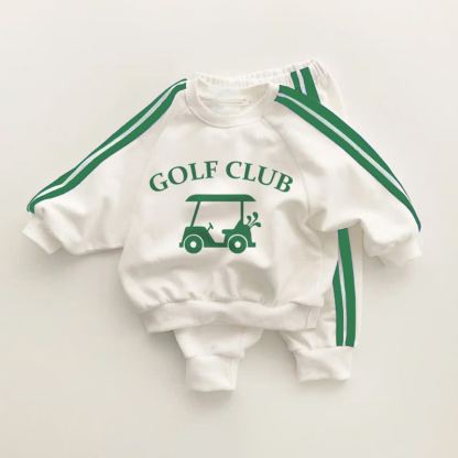 GOLF CLUB Baby Kleinkind Grün Streifen 2-teiliges Set - Weiß&Grün - 3-5J - image 1