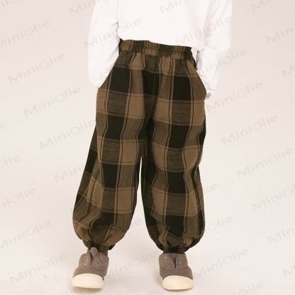 Lockere Hose für Kleinkind-Jungen) in Kaffee mit Plaid - image 4
