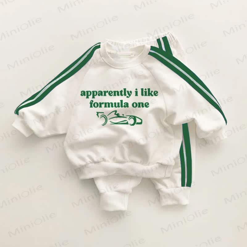 APPARENTLY I LIKE FORMULA ONE, 2-teiliges Set mit grünen Streifen für Baby und Kleinkind - Weiß&Grün - 3-5J - image 1