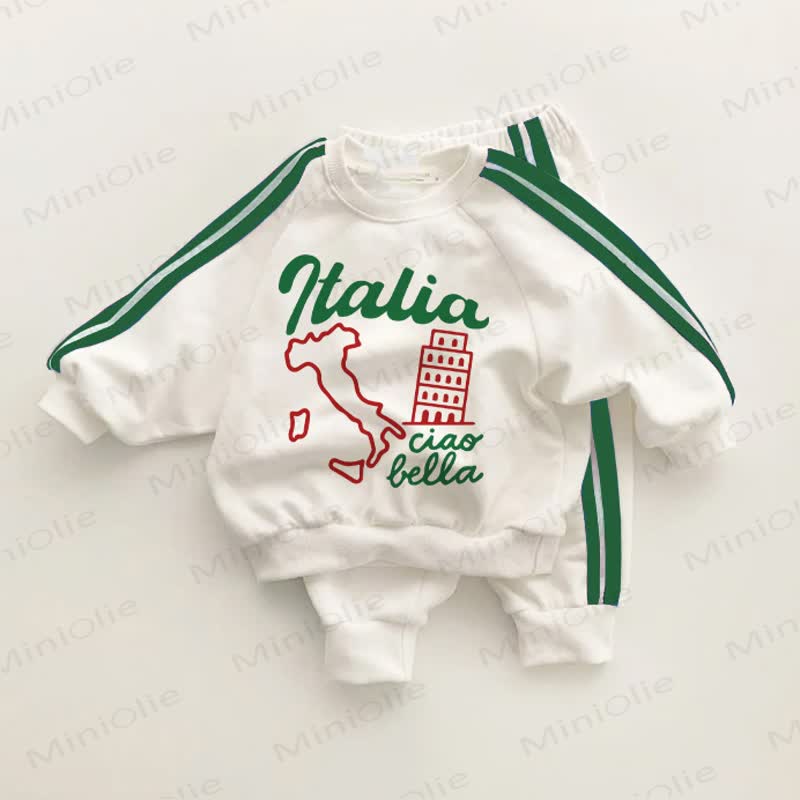 ITALIA CIAO BELLA Baby Kleinkind Grün Streifen 2-teiliges Set - Weiß&Grün - 3-5J - image 1