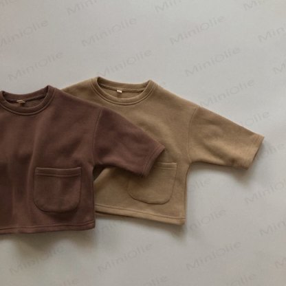 Kleinkind -T-Shirt mit Einfarbig Vlies -Innenteil - image 3