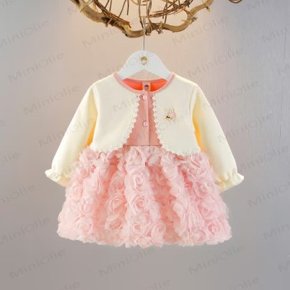 Baby Kleinkind Hase Rosa Mesh Kleid - Rosa - 5-7J - image 1