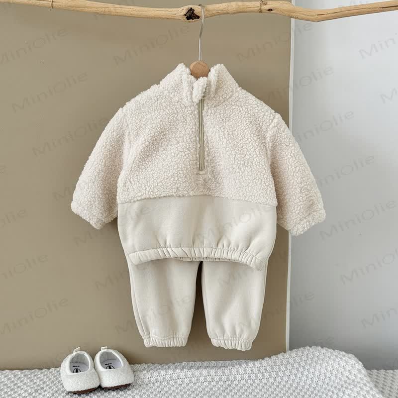 Beige 2-teiliges Vlies Set für Baby , Mädchen - image 2