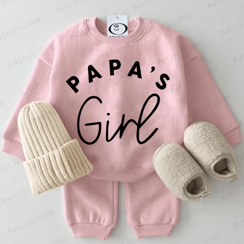 PAPA'S GIRL Bab Sweatshirt 2-teiliges Rosa Set - Rosa - 2-3J - image 1