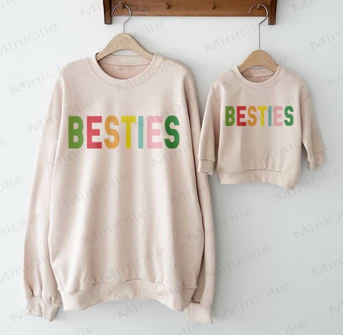 BESTIES Mommy und ich Baby Beige Familien Sweatshirt - Beige - Sweatshirt für Erwachsene: XL - image 1