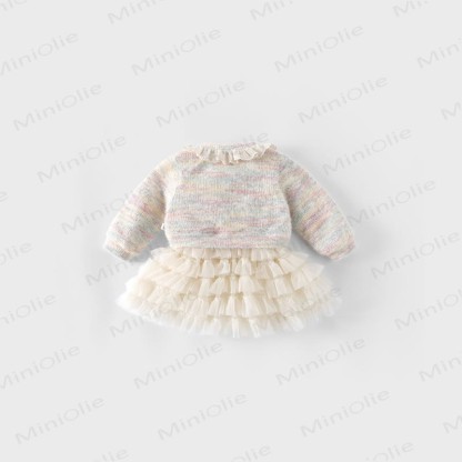 Baby Kleinkind Mädchen Einfarbig Kleid/ Bunt Strickjacke - image 2