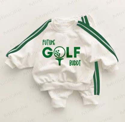 FUTURE GOLF BUDDY Baby Kleinkind Grün Streifen 2-teiliges Set - Weiß&Grün - 3-5J - image 1