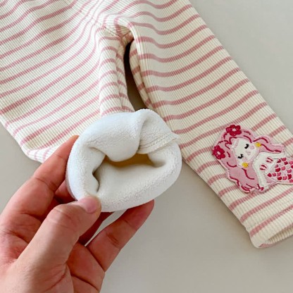 Baby Mädchen Meerjungfrauen- Blume Gesteppt - Sweatshirt in Rosa / Gestreifte Gamaschen - image 13