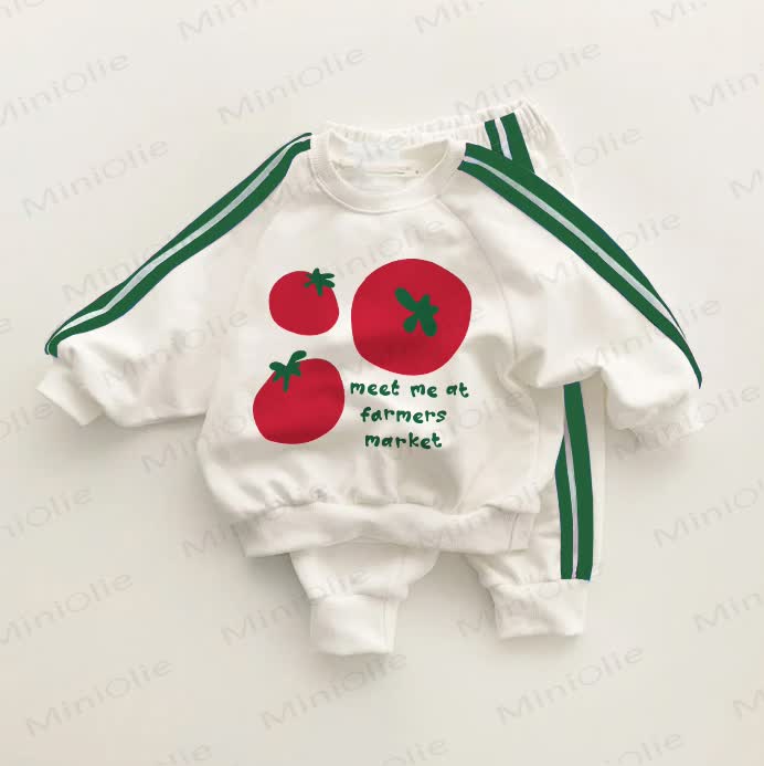 MEET ME AT FARMERS MARKET Baby Kleinkind Grün Streifen 2-teiliges Set - Weiß&Grün - 3-5J - image 1