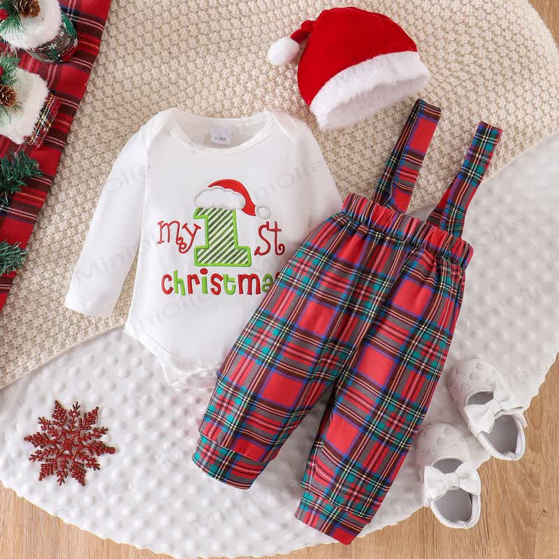 MY 1ST CHRISTMAS Baby Plaid 2-teiliges Set mit Hut - Weiß - 12-18M - image 4