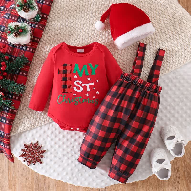 MY 1ST CHRISTMAS Baby Plaid 2-teiliges Set mit Hut - Rot - 12-18M - image 2