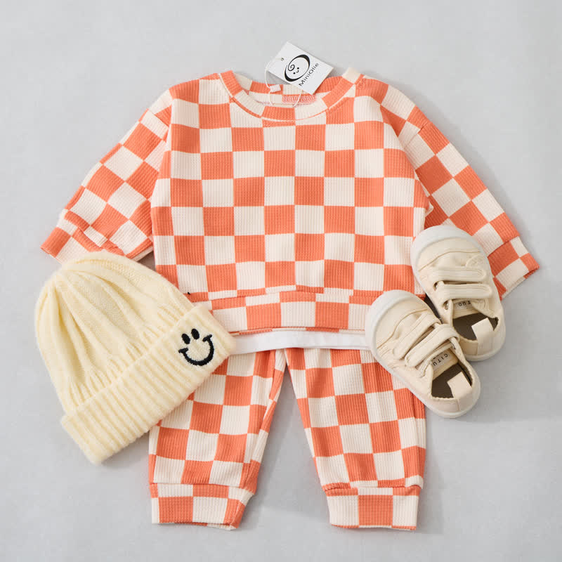 Baby Kleinkind Schachbrett Waffel 2-teiliges Set - Orange - 2-3J - image 8