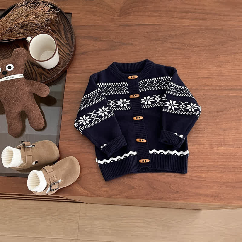 Vintage- Strickjacke aus Jacquard Stricken für Baby (J) - Marineblau - 3-5J - image 3