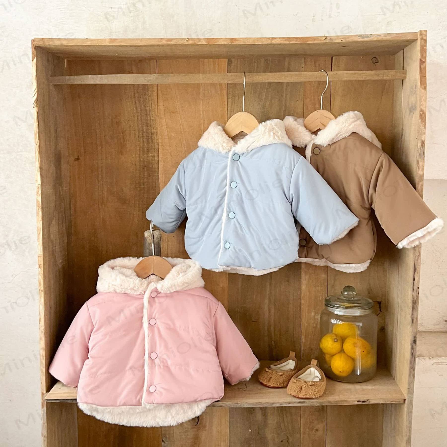 Einfarbig Kapuzenjacke mit Vlies für Baby - image 12