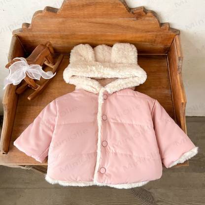 Einfarbig Kapuzenjacke mit Vlies für Baby - Rosa - 2-3J - image 13