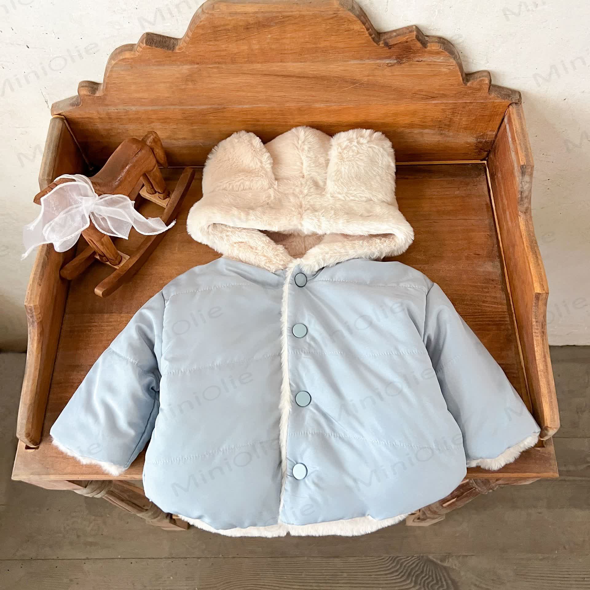Einfarbig Kapuzenjacke mit Vlies für Baby - Blau - 2-3J - image 2