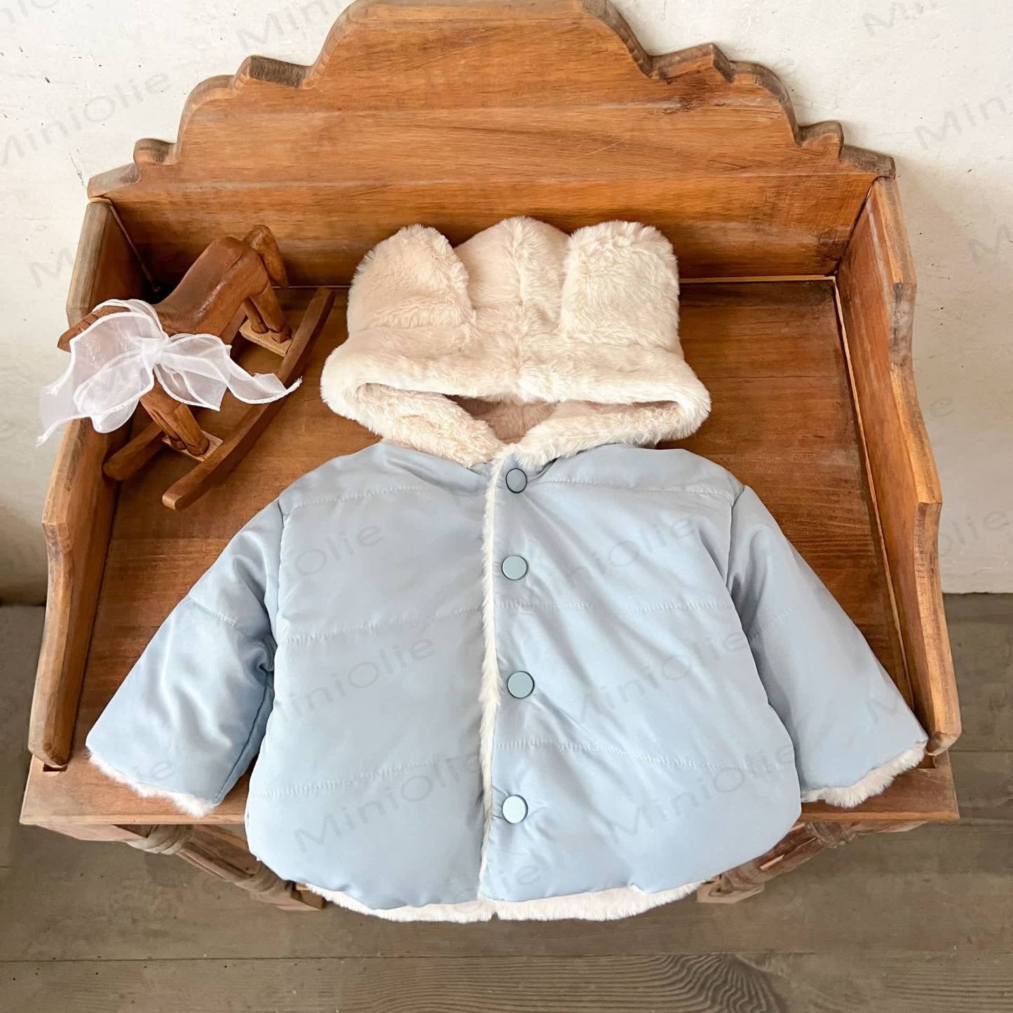 Einfarbig Kapuzenjacke mit Vlies für Baby - Blau - 2-3J - image 2