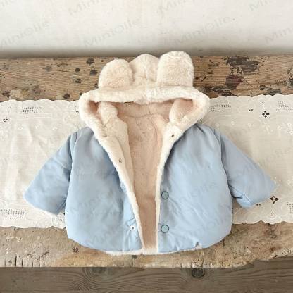 Einfarbig Kapuzenjacke mit Vlies für Baby - image 3