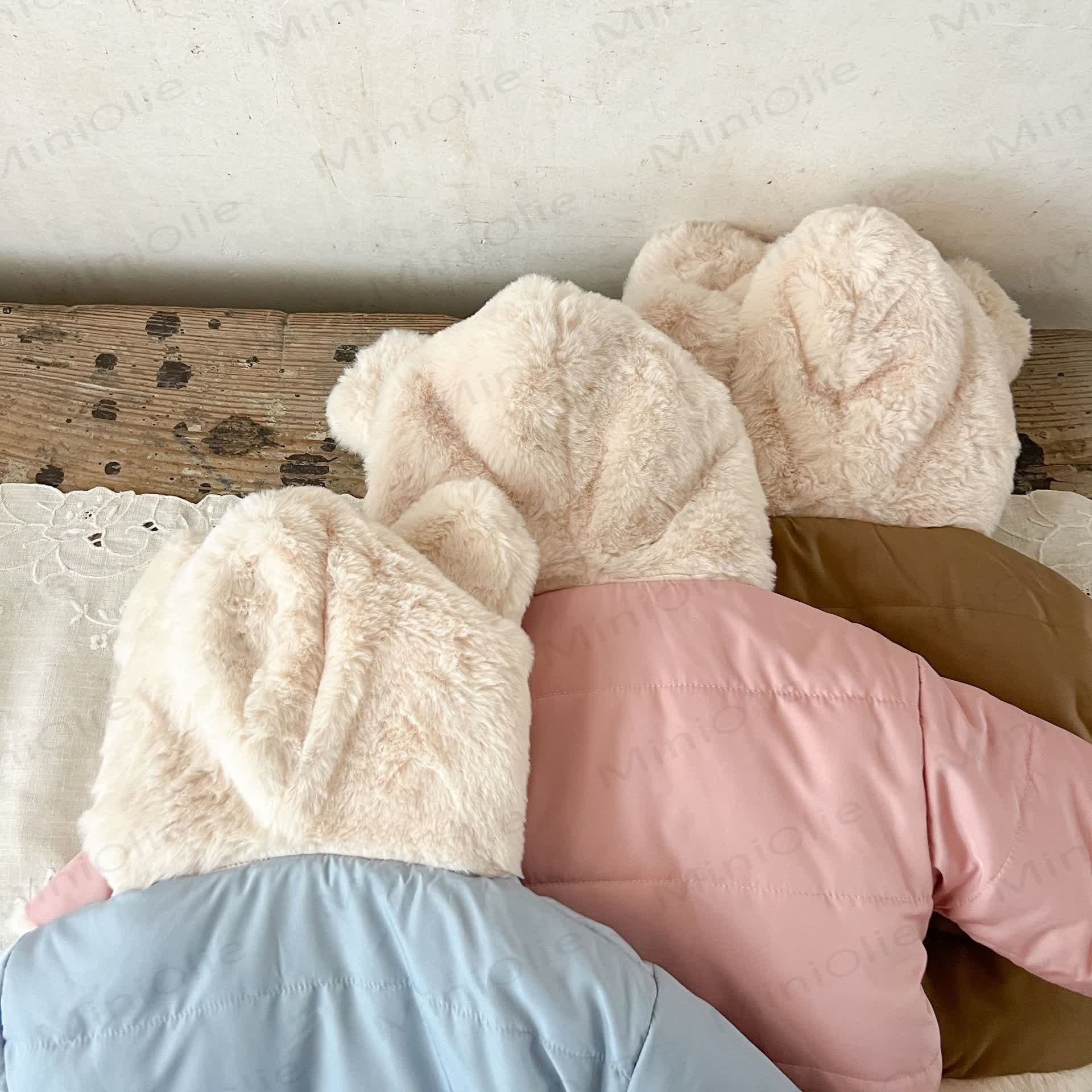 Einfarbig Kapuzenjacke mit Vlies für Baby - image 9