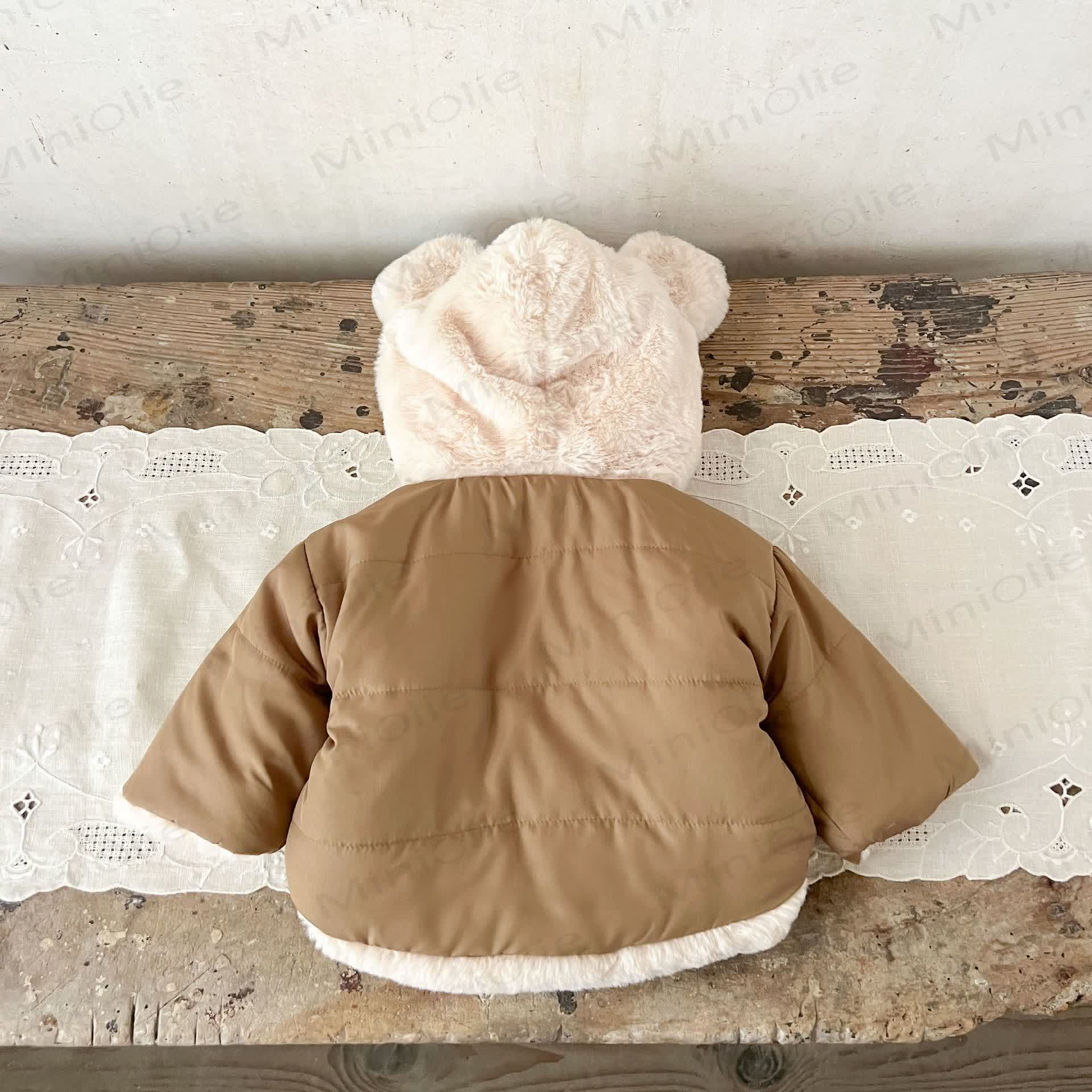 Einfarbig Kapuzenjacke mit Vlies für Baby - image 17