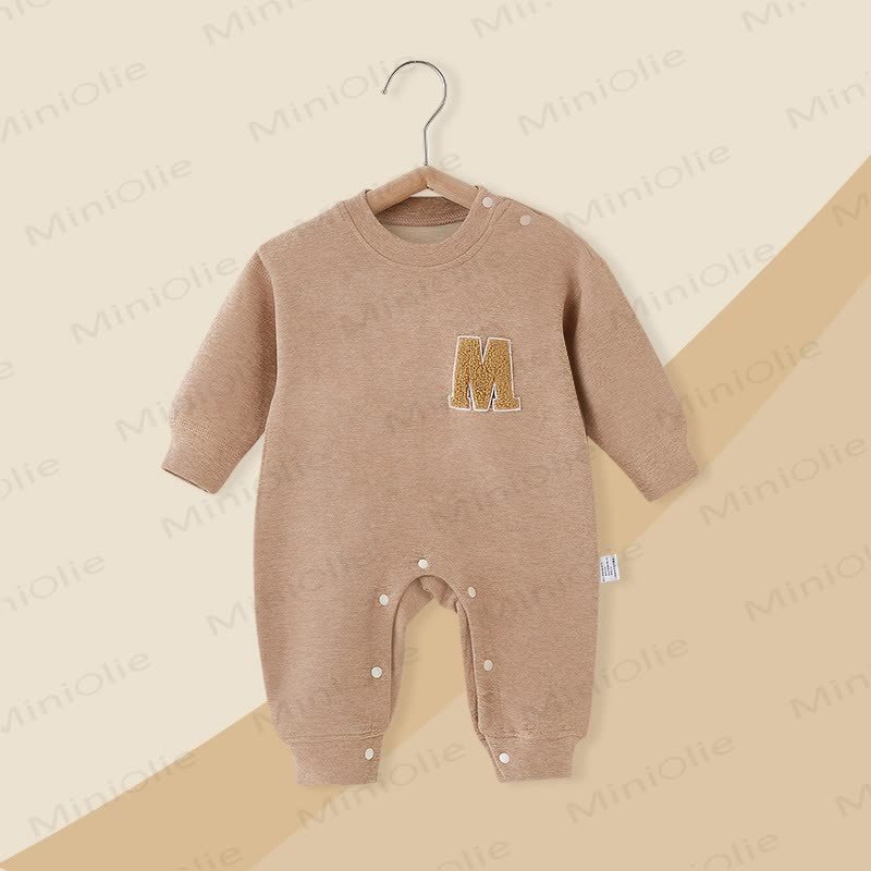 Baby Strampler mit Vlies und Buchstabe M - Braun - 18-24M - image 4