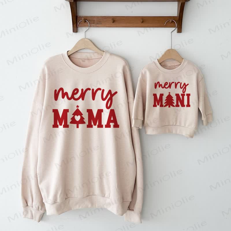 MERRY MAMA/MERRY MINI Beige Familien Sweatshirt - Beige - Sweatshirt für Erwachsene: XL - image 1
