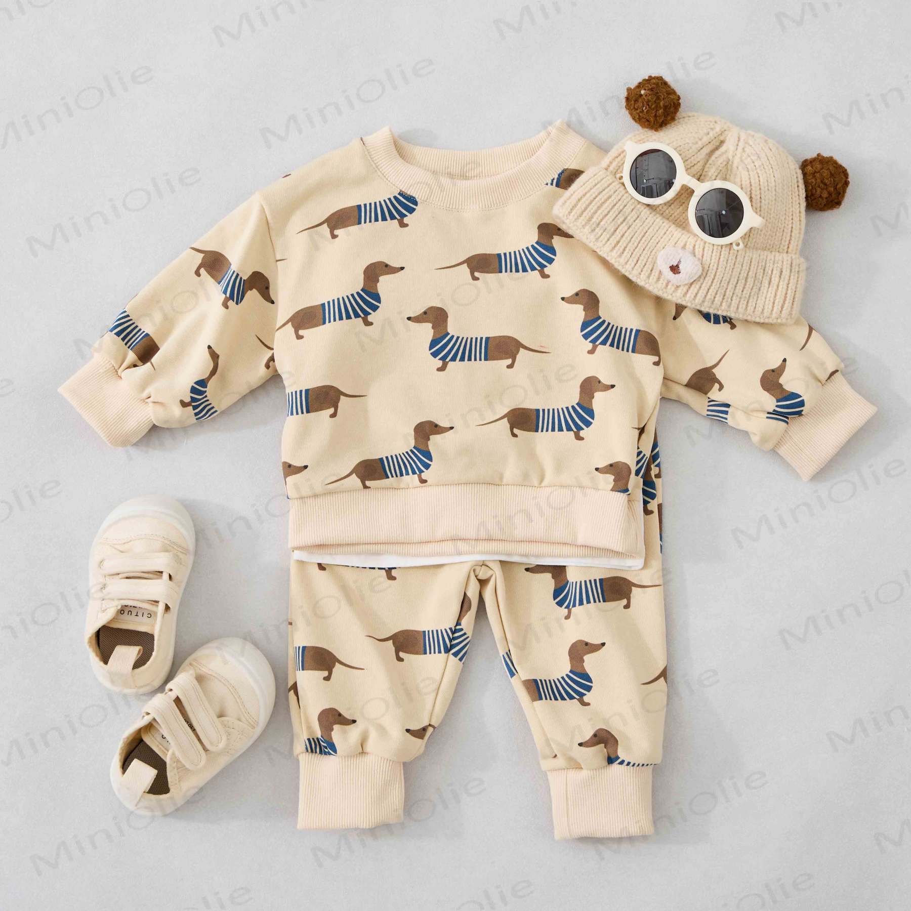 Baby Dackel 2-teiliges Beige Set - image 5