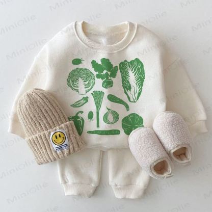 Baby Gemüse Sweatshirt, 2-teiliges weißes Set - Weiß - 2-3J - image 1