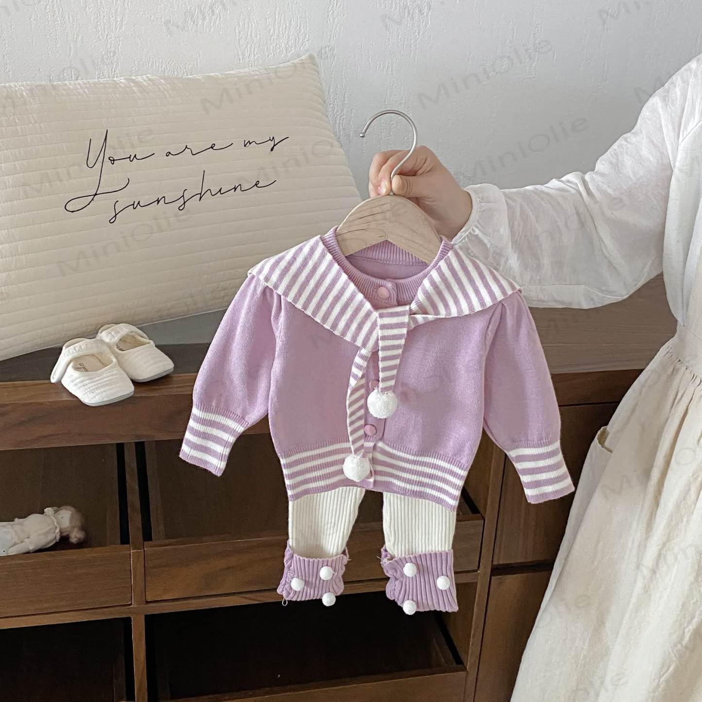 2-teiliges Set mit Gestrickt Schal für Baby (Mädchen) - Lila - 18-24M - image 9