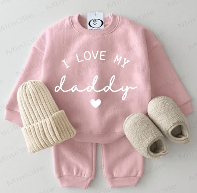 I LOVE MY DADDY Baby Sweatshirt 2-teiliges Rosa Set - Rosa - 2-3J - image 1