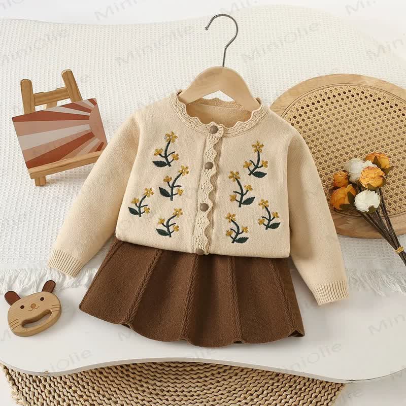 Baby Kleinkind Mädchen Rock Gestrickt  - Beige - 8Y - image 2