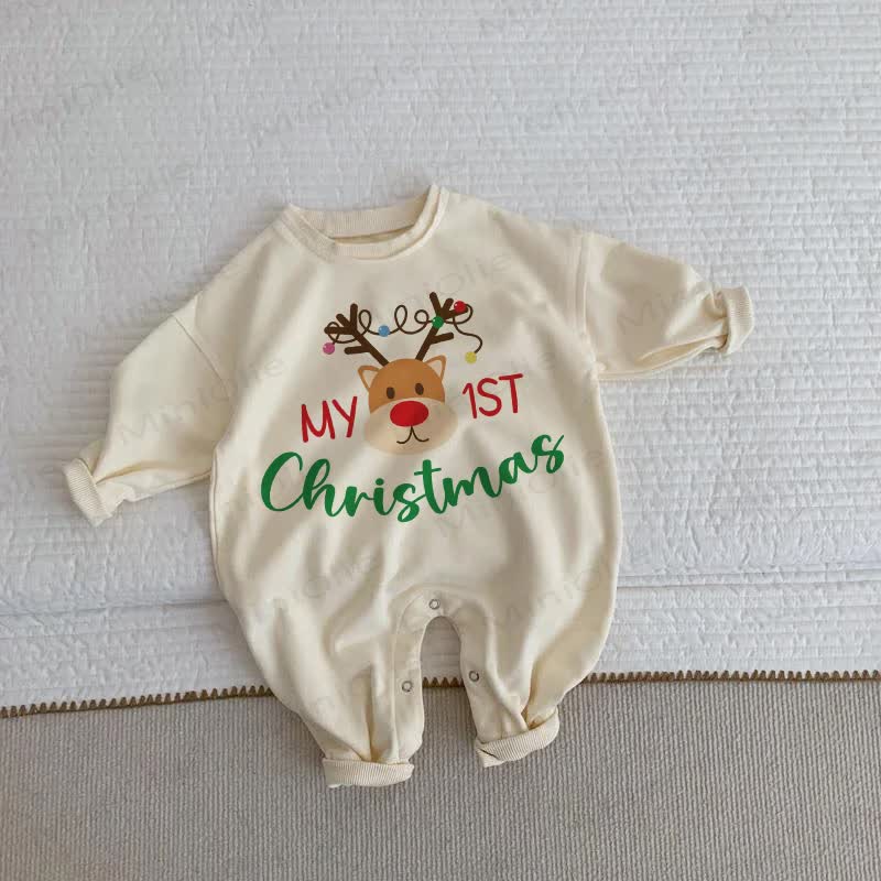 MY 1ST CHRISTMAS Baby Hirsch- Beige Strampler - Beige - 2-3J - image 1