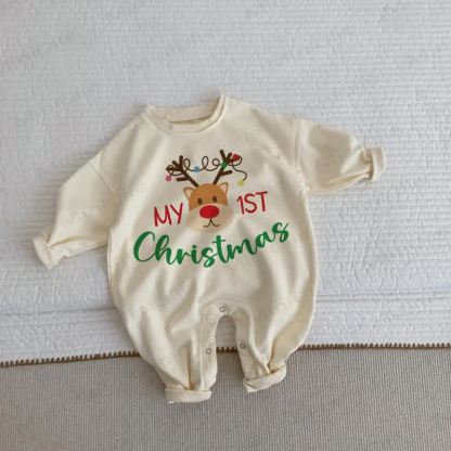 MY 1ST CHRISTMAS Baby Hirsch- Beige Strampler - Beige - 2-3J - image 1