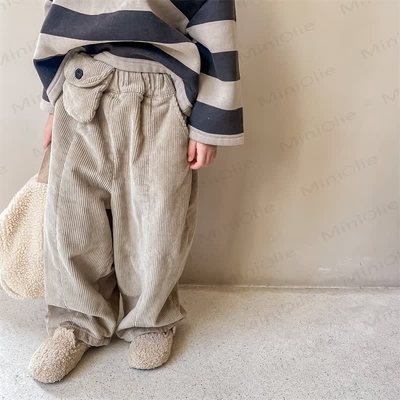Baby Kleinkind Mädchen Cord Vlies gefütterte Hose - Khaki - 8Y - image 2