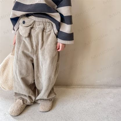 Baby Kleinkind Mädchen Cord Vlies gefütterte Hose - Khaki - 8Y - image 2