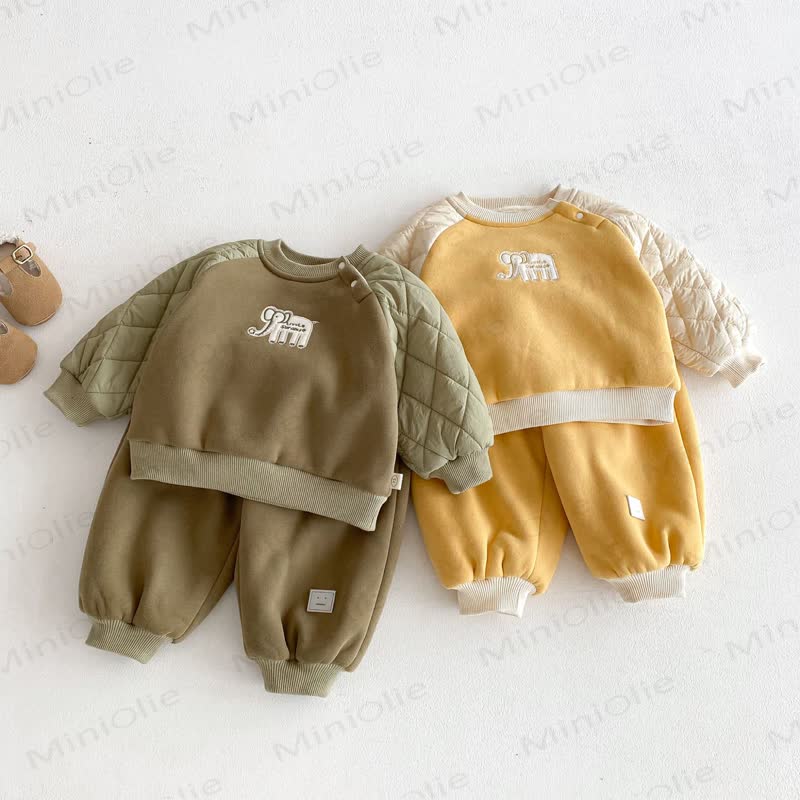 Baby Kleinkind Elefanten Vlies gefüttertes 2-teiliges Set - image 1