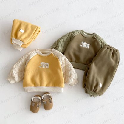 Baby Kleinkind Elefanten Vlies gefüttertes 2-teiliges Set - image 3