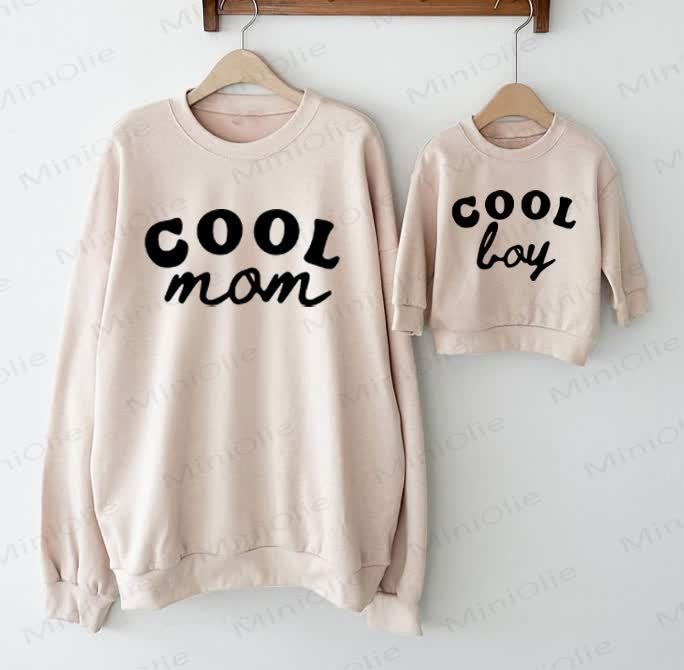 COOL MOM/COOL BOY Mommy und ich - Familien Sweatshirt in Beige - Beige - Sweatshirt für Erwachsene: XL - image 1
