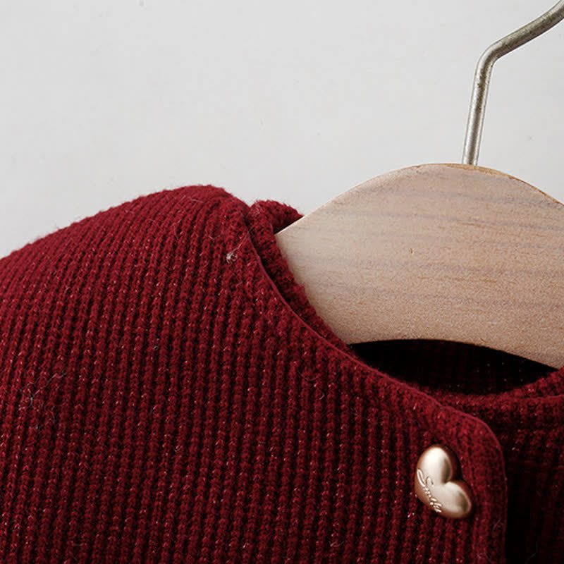 Baby Mädchen Bär Schleife Rotes Vlies -gefüttertes Kleid  - image 5