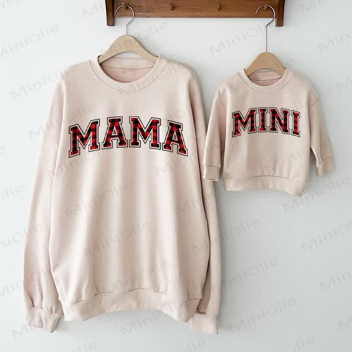 MAMA/MINI Mommy und ich Baby Casual Beige Familien Sweatshirt - Beige - Sweatshirt für Erwachsene: XL - image 1