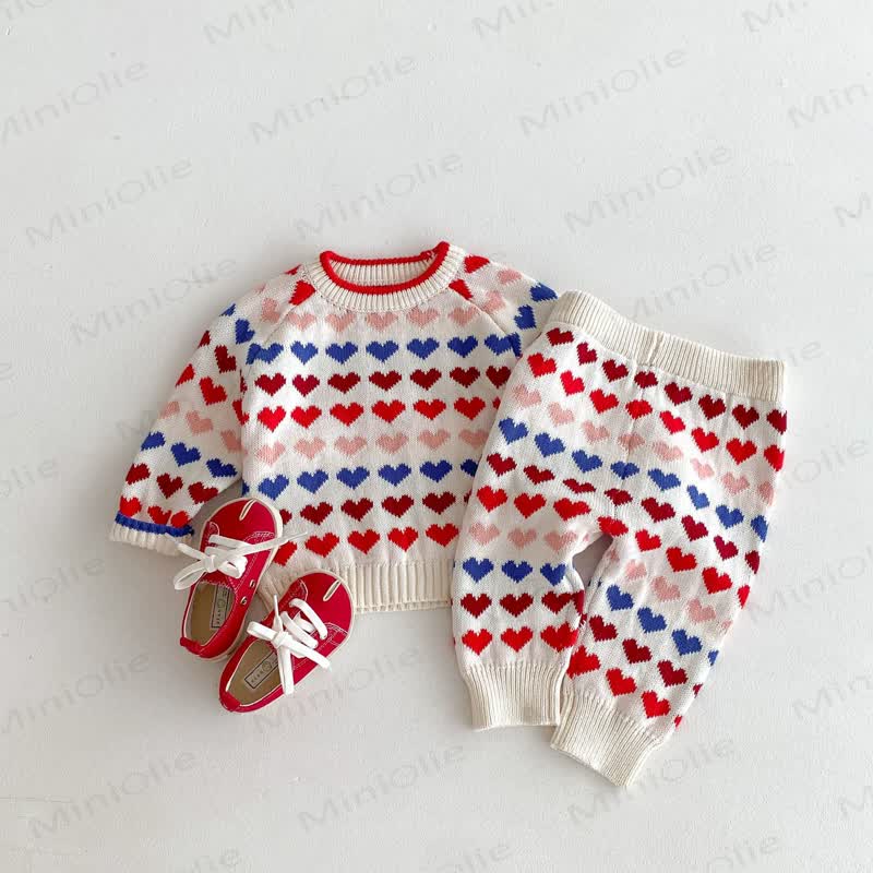Bunt Pullover und Hose mit Herz für Baby und Kleinkind - image 1