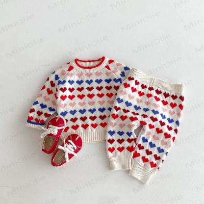 Bunt Pullover und Hose mit Herz für Baby und Kleinkind - image 1