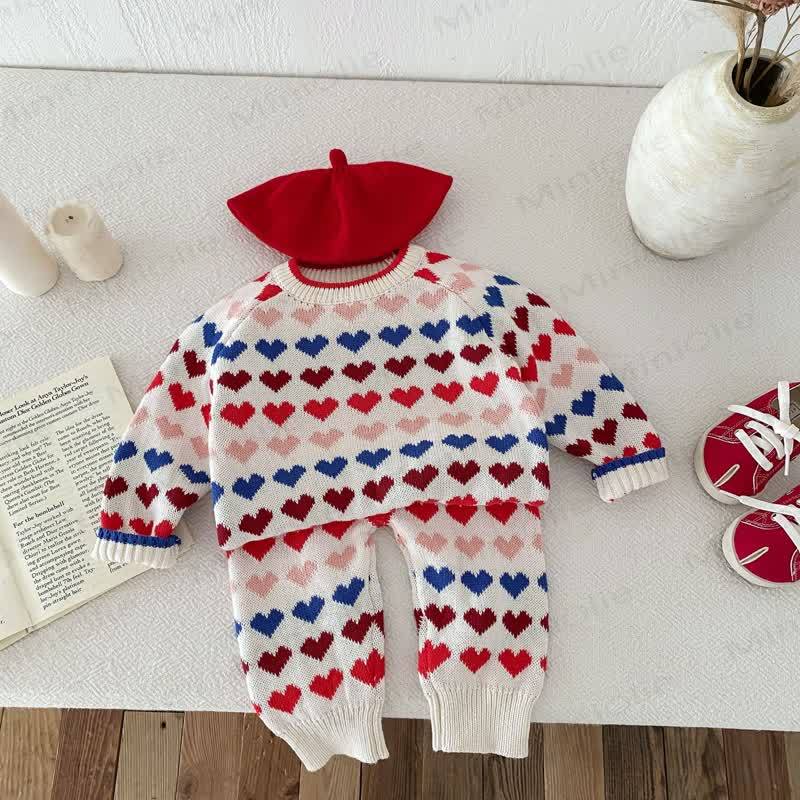 Bunt Pullover und Hose mit Herz für Baby und Kleinkind - image 9