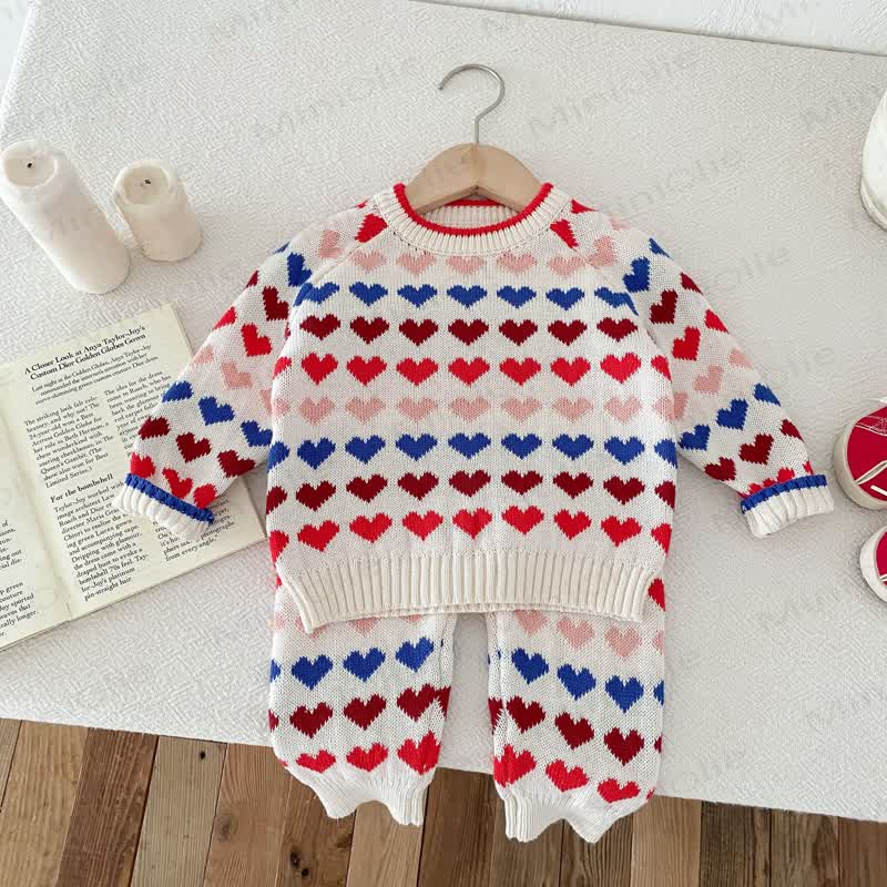 Bunt Pullover und Hose mit Herz für Baby und Kleinkind - image 6