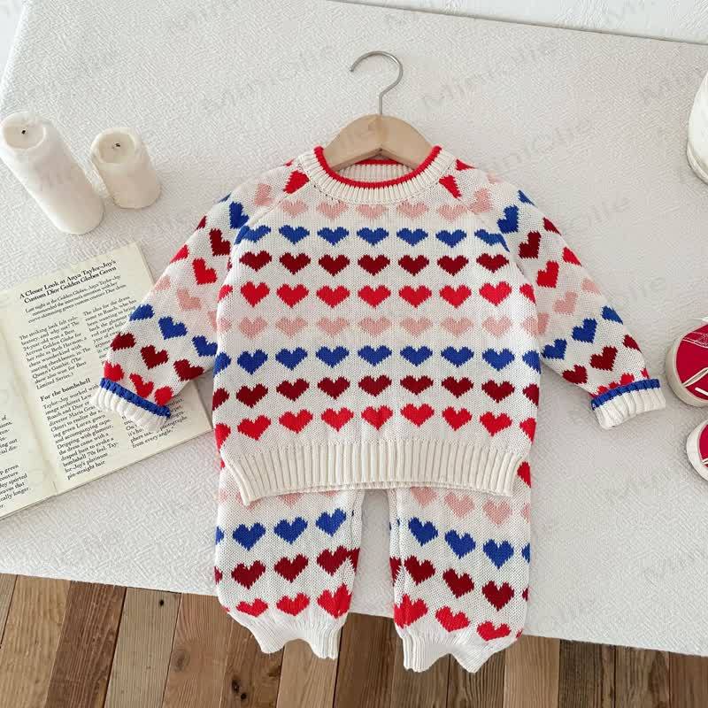 Bunt Pullover und Hose mit Herz für Baby und Kleinkind - image 6