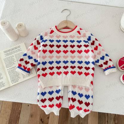 Bunt Pullover und Hose mit Herz für Baby und Kleinkind - image 6