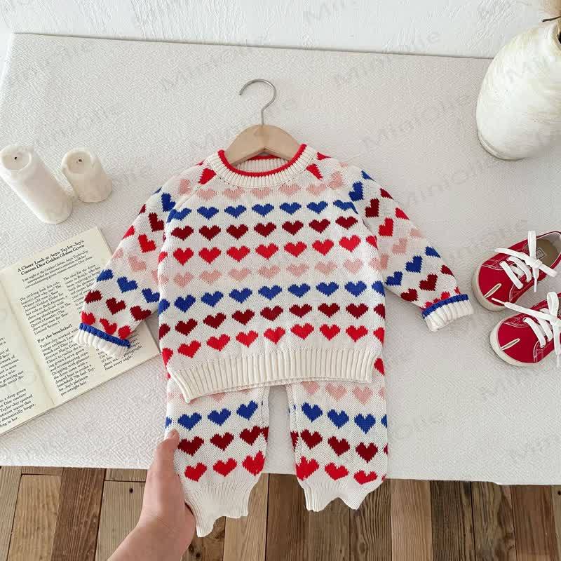 Bunt Pullover und Hose mit Herz für Baby und Kleinkind - image 10