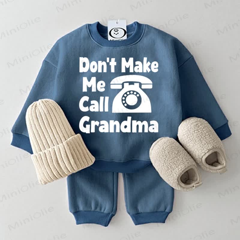 „DON'T MAKE ME CALL GRANDMA“ Baby Sportanzug , 2- Set - Blau - 2-3J - image 1
