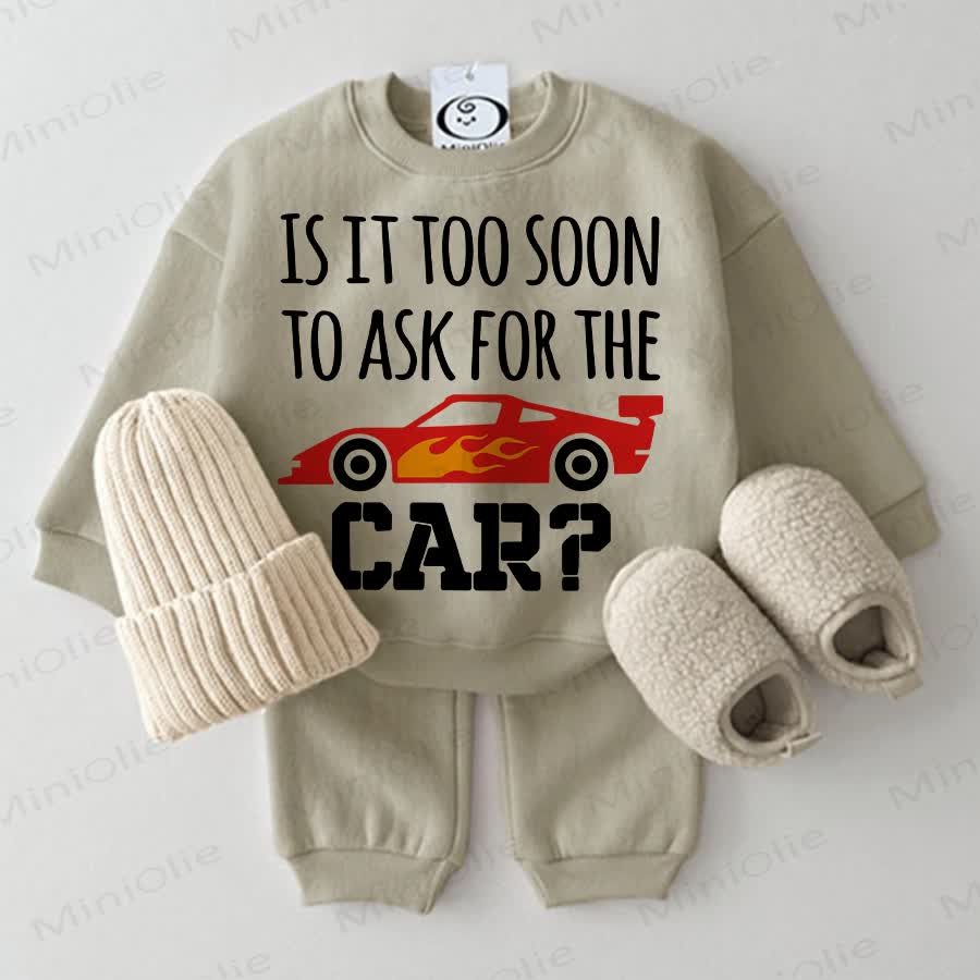 IS IT TOO SOON TO ASK FOR THE CAR? Baby Sweatshirt Set, 2-teilig , Grau Grün - Grau Grün - 2-3J - image 1